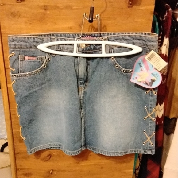 Bubblegum Dresses & Skirts - Juniors NWT Bubblegum Blue Denim Skirt with Lace-Up Detail